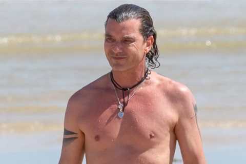 Gavin Rossdale shows off his fit physique during a solo day at the beach
