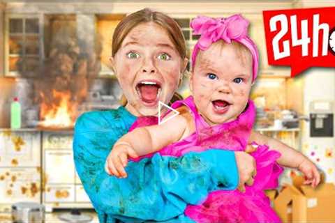 My DAUGHTER Tried BABYSITTING For 24 Hours! **BAD IDEA**